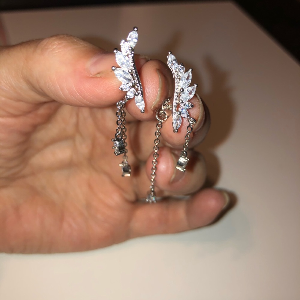 Bling Earrings with Interchangeable Dangling Back - Picture 2 of 5